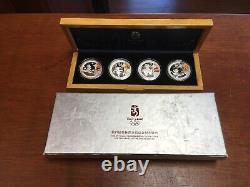 China 2008 Beijing Olympics Series I Silver Coin 4-pc Set With Box No Cert