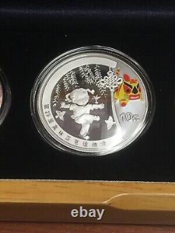 China 2008 Beijing Olympics Series I Silver Coin 4-pc Set With Box No Cert