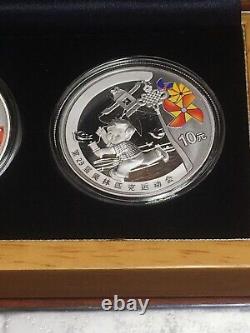 China 2008 Beijing Olympics Series I Silver Coin 4-pc Set With Box No Cert