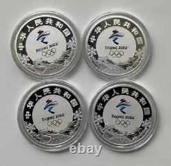 China 2022 One Set (4 Pcs of 15g Silver Coins) XXIV Olympic Winter Games