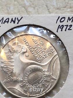 Commemorative 10 Mark Germany 1972D OLYMPIC 1972 Coin Silver UNC