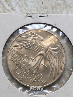 Commemorative 10 Mark Germany 1972D OLYMPIC 1972 Coin Silver UNC