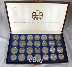 Complete 28 Pc 1976 Canada Olympic Silver Commemorative Coin Set with Case