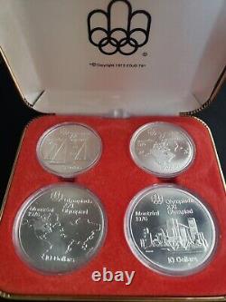 Complete Set 28 Montreal Olympics 925 Silver Coins 1976 in Box Canada