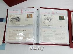 Complete set 1980 moscow olympic 42 piece silver 925 coin and stamp cover book