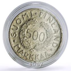 Finland 500 markaa Helsinki Winter Olympic Games Olympics KM-35 silver coin 1951