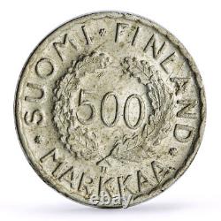 Finland 500 markaa Helsinki Winter Olympic Games Olympics KM-35 silver coin 1951