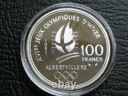 France 1992 Winter Olympics Albertville Set of 9 Silver Proof 100 Franc Coins