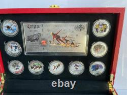 HOT Beijing 2022 Winter Olympic Silver Commemorative Banknote Emblem Coins Set