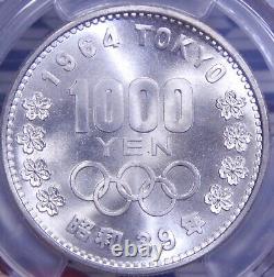 Japan 1964 1000 Yen Olympics Comm. PCGS MS65 BLAST WHITE LUSTROUS Silver Coin