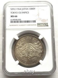Japan 1964 Olympic Games 1000 Yen NGC MS66 Silver Coin, BU