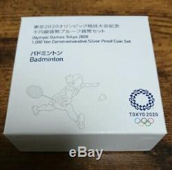Japan 2020 Olympic Games Tokyo 1000 Yen Silver Badminton Proof Coin