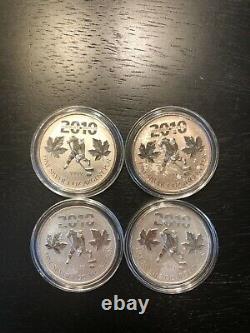 LOT OF (4) 2010 CANADA MAPLE LEAF 1 Oz. SILVER VANCOUVER 2010 OLYMPICS COIN