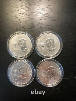 LOT OF (4) 2010 CANADA MAPLE LEAF 1 Oz. SILVER VANCOUVER 2010 OLYMPICS COIN
