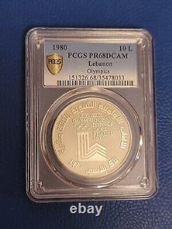 Lebanon 10 Livres 1980 Lake Placid Olympics Coin Graded Pcgs Pr 68dcam