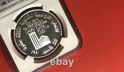 Lebanon-10 Livres Silver Proof Coin, Winter Olympic 1980, Graded By Ngc Ucam. Rare
