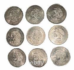 Lot Of (9) 1968 Mexico 25 Pesos Silver 19th Summer Olympic Games Mexico City