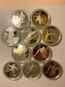 Lot of 10 Canada Proof 92.5% Fine Olympic Coins (10 troy ounces of pure silver)