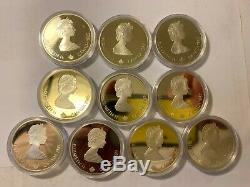 Lot of 10 Canada Proof 92.5% Fine Olympic Coins (10 troy ounces of pure silver)