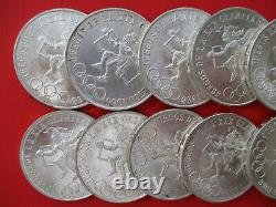 Lot of 10 Mexico Olympic 1968 Silver 25 Pesos AU Coins