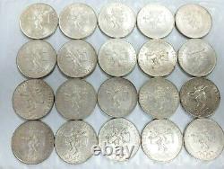Lot of 20 1968 Mexico 25 pesos Olympic Games Silver Coins AU+ L373