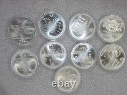 Lot of 9 Canada 1976 Olympic $10 Dollar. 925 Silver Coins 13.0077 ASW