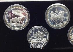 Lovely Very Rare XXII Olympiad Moscow 1980 Silver Coin Set With Case SU1857