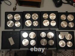 MONTREAL CANADA 1976 OLYMPICS $5 & $10 28 PIECE UNC SILVER COIN SET B9a