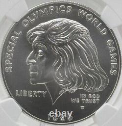 MS70 1995 W Special Olympics Silver Dollar NGC Eunice Kennedy Shriver #552