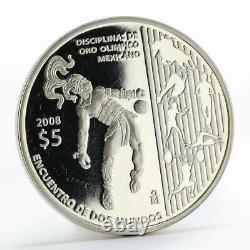 Mexico 5 Pesos Juego de pelota Olympics proof silver coin 2008