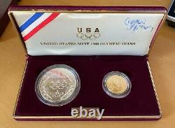 Mint 1988 Proof Olympic Commemorative 2 Coin Set $5 Gold & Silver Dollar