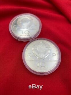 Moscow 1980 Olympics Silver Coin With Case COA Lot Of 6.900 Estate Find 19-3092