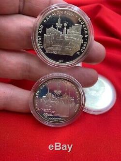 Moscow 1980 Olympics Silver Coin With Case COA Lot Of 6.900 Estate Find 19-3092