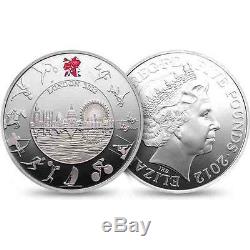 New 2012 UK Great Britain Silver London Olympic Piedfort £5 Proof Coin & Box COA