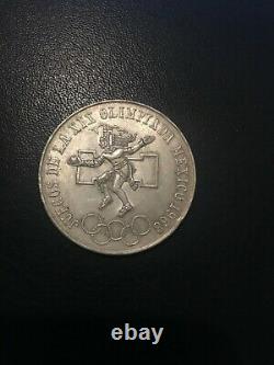 OLIMPICS LOGO ERROR Silver Coin 1968 Mexico XIX Olympic Games Aztec Ball Player