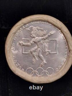 ORIGINAL ROLL (x20) 1968 Mexico Olympic 25 Peso 0.720 Fine Silver Coins