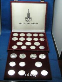 Olympics Russia USSR 1980 Moscow complete 28 COIN 20.24 Oz Silver GEM Set + BOX