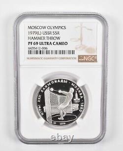PF69UCAM 1979(L) USSR 5 Rubles Silver Coin Olympics Hammer Throw NGC 0771