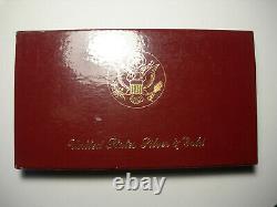 Proof 1983 & 1984 Olympic 3 Coin Set $10 GOLD 2 Silver Dollars Bullion with box