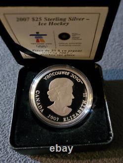 Rare 2007 Canada Olympic Ice Hockey Hologram Limited 25$ Proof Silver Coin