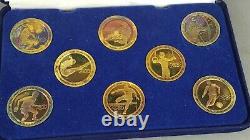 Rare 2008 Beijing Olympics 24K Gold overlay 999 Silver Coin Set of 8 Citi