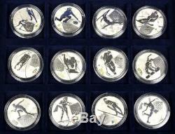 Russia 2014 Sochi Olympics Silver Coin Collection. 16 Coins in case