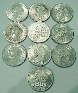 SALE! 10 1968 MEXICO 25 Pesos Olympic Coin. 720 SILVER COIN lot of 10 coins