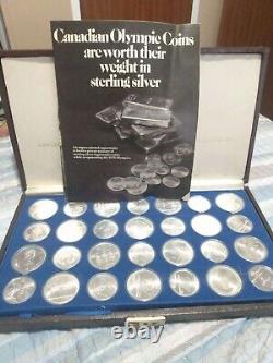 STERLING SILVER OLYMPIC GAMES COIN SET- 28 Pieces Original Box BEAUTIFUL