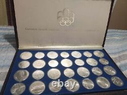 STERLING SILVER OLYMPIC GAMES COIN SET- 28 Pieces Original Box BEAUTIFUL