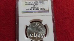 San Marino (Italy) 1988 San Marino Winter Olympics Skiing Silver 500 Lire Coin