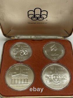 Set Montreal 1976 Olympic Canada $5 & $10 Sterling Silver Coins In Original Box