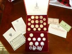 Set of 28 1980 Russia, Moscow Olympic Silver Coin Set withCOA & Box ASW 20.25oz