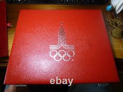 Set of 28 1980 Russia, Moscow Olympic Silver Coin Set withCOA & Box ASW 20.25oz