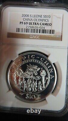 Sierra Leone 2018 NGC PF69 Ultra Cameo China Olympics Rare Silver Coin